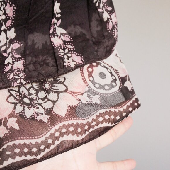 Sheer Fairycore Plum Floral Short Sleeve Babydoll Blouse 🍇 JAPANESE BRAND - Picture 2 of 9